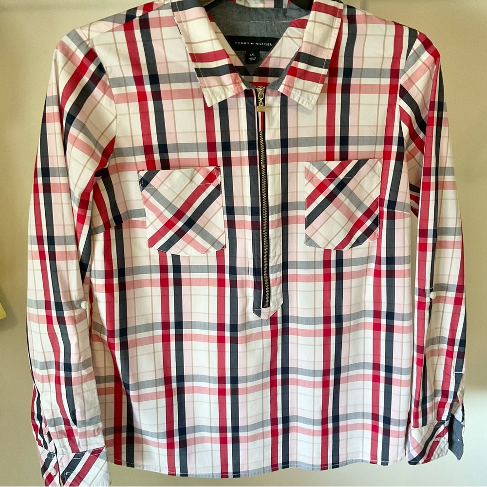 Women’s Plaid Shirt - Red, Blue, and White
